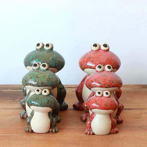 Frog statue family - 3x,