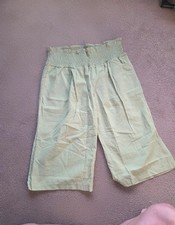 Ladies Elasticated Waist Cropped Trousers Sage Green 2xl New With Out Tags