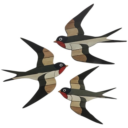 Pcs wooden bird - 3, wall
