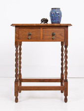 Lovely Little Oak 2 Drawer Side Table C1920
