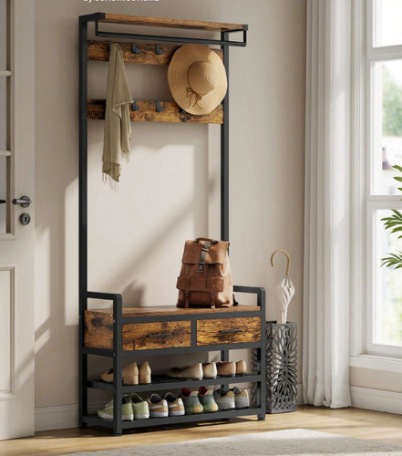Hall tree with bench and - hall,
