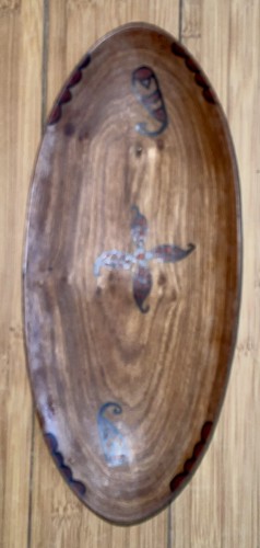 Hand carved painted oval - hand, &