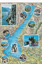 Lake Garda Map and Multiview Italy Postcard unused VGC