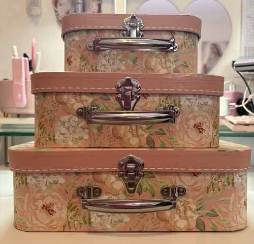 Pink floral stackable storage - floral,