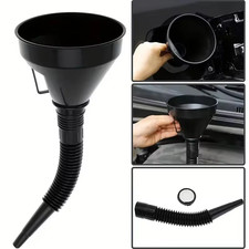 HEAVY DUTY FLEXIBLE FUNNEL WITH FILTER DETACHABLE BLACK PLASTIC SPOUT FUEL OIL
