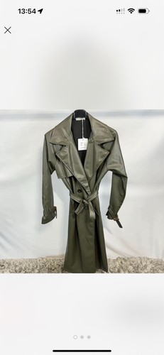 Faux leather green - faux, trench