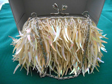 VINTAGE FARFALLA LONDON BEADED SHINY SEQUINNED EVENING BAG  GOOD CONDITION 