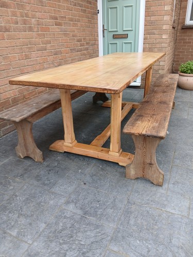 Pine refectory table - table, with