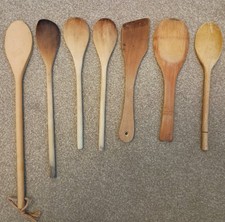 8x Vintage Wooden Spoons