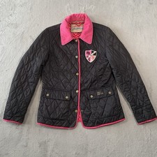 Pauls Boutique Jacket Medium Pink Quilted Quilt Padded Fitted Preppy Uni College