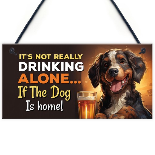 Dog drinking hanging wall - wall, sign