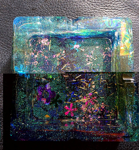 Square resin ashtray blue - resin,