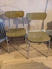 2 x Mid Century Dining Chairs by Tavo, Belgium. Brown Formica. Vintage Retro