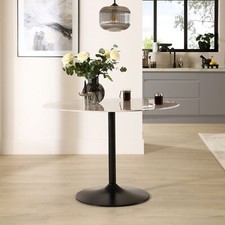Orbit Round Dining Table, 110cm, Grey Marble Effect & Black Steel RP£229