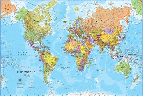 World map poster wall - a1,