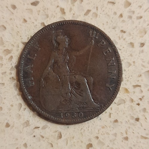1930 half penny george - penny, v