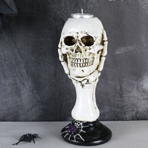 Halloween skull candle holder - halloween,