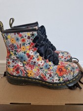 Dr. Doc Martens 1460 Womens Size 5 Lace Up Boots Smooth Leather Floral White