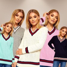 Women' Ladies Cable Knitted V