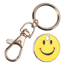 New Supermarket Happy  Face Trolley Coin  locker Token Keyrings x 12 units