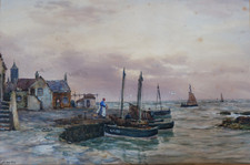 John Hamilton Glass (1864 - 1940) Scottish Coastal Scene. Watercolour.