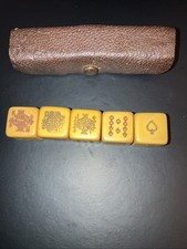 Bakerlite Poker Dice Set of 5 Vintage With Leather Case