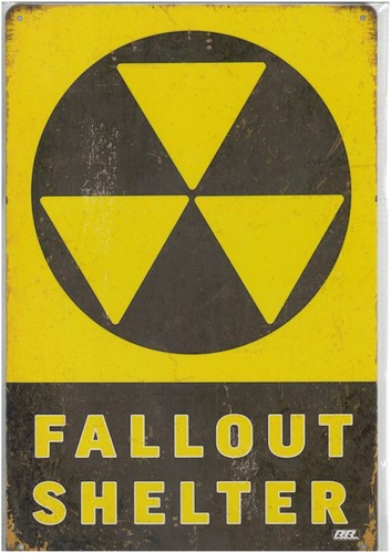 Metal wall sign fallout - wall,