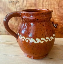 Brown & Cream Glazed Clay Jug