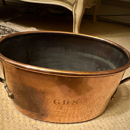 Copper braising pan with - , brass