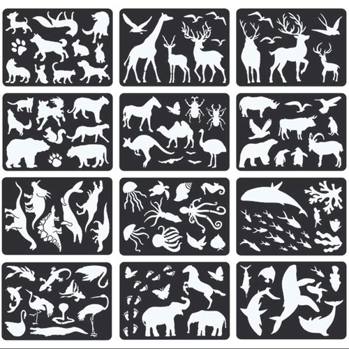 12pcs animal stencils - 12pcs,