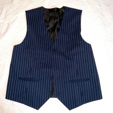 Mens VEST navy blue pin stripe