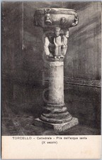 Vintage Postcard Baptismal Font Torcello Italy