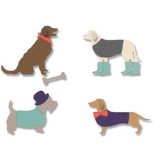 Country Canines - 10pc Sizzix Thinlits Die Set 662592 - 4 dogs with accessories