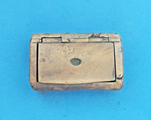 19th walnut wood snuff - wood, box