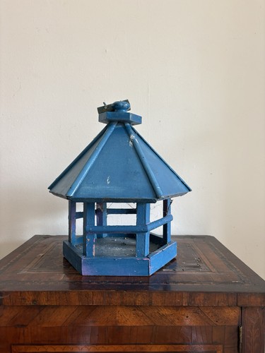 Blue painted wooden pagoda - a,