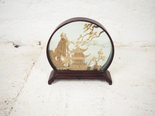 Vintage chinese carved cork - vintage,