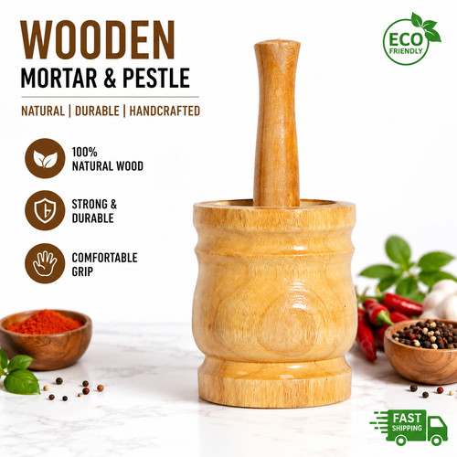 Wood mortar and pestle 10x13cm - mortar,
