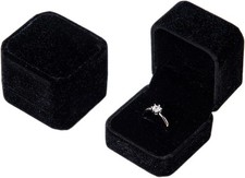 Velvet Black Ring Box For