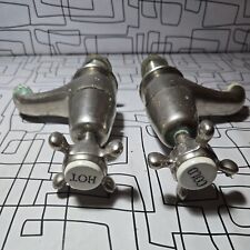 Antique Large Brass chrome Bath Taps  Pair Victorian Restoration  Project 1890s