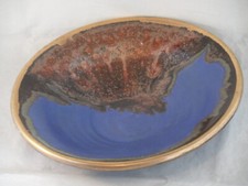 ANDREW MARSHALL? ABSTRACT DECORATIVE STUDIO ART POTTERY BOWL 22cms WIDE POTTERS