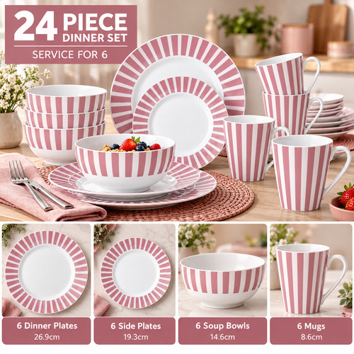 24pc porcelain tableware set - tableware,