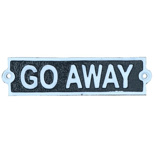 Away cast iron sign plaque - go,