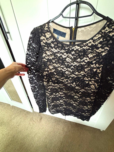 Bastyan black floral lace - floral, long