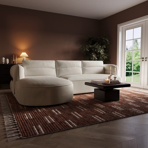 Cream chenille seater left - 4,