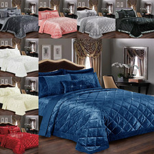 Velvet Quilted Bedspread Set 3
