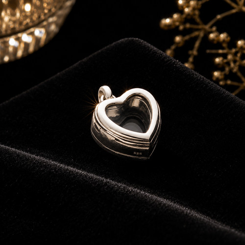 Heart glass locket sterling - heart,
