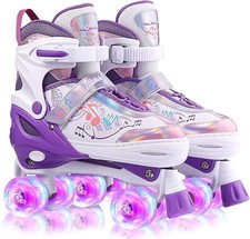 Hikole Kids' Roller Skates S/M Sizes)Featuring Adjustable Fit & Light-Up Design