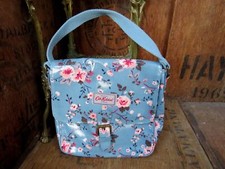 Cath Kidston Satchel Bag Oil Cloth Crossbody Bag Blue Pink Floral Excellent Con