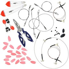 Complete Pike Fishing Tackle Set 47pcs Floats Snap Traces Hooks Weights Pliers