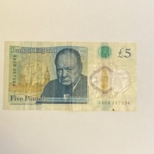 Low Prefix AA08 £5 Polymer